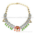 Diamante Necklace, Made of Alloy, Acrylic Stones and Plastic Beads, Various Designs are Available